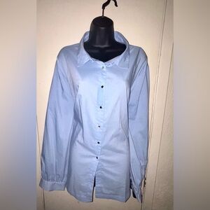 🆕 Ashley Stewart Baby Blue Long Sleeve Button-Down Shirt | Size 26